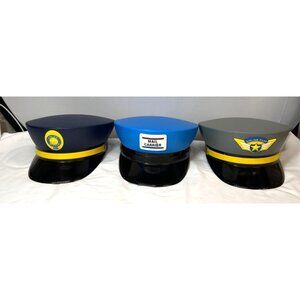 Set Of 3 Childrens Play Hats - Police Officer Mail Carrier Airline Pilot - Costu